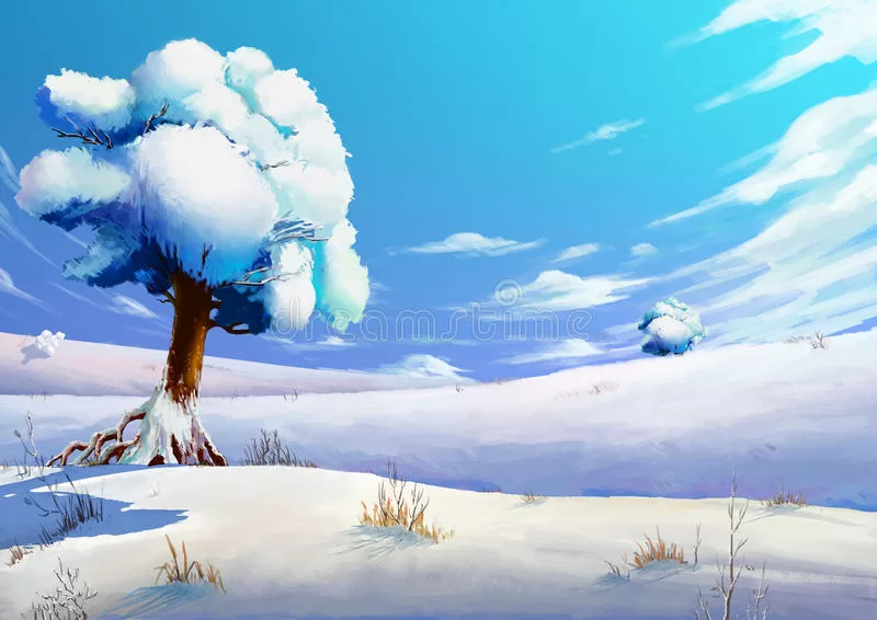 illustration-winter-snow-field-fantastic-cartoon-style-scene-wallpaper-background-design-64301460